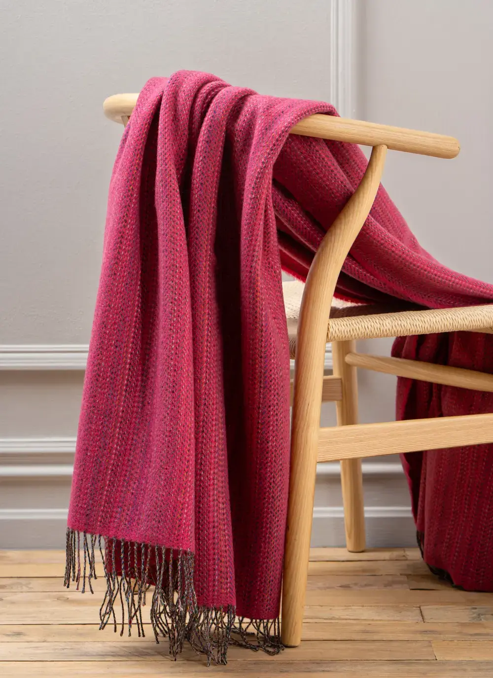 Fuschia Tweed Wool Throw